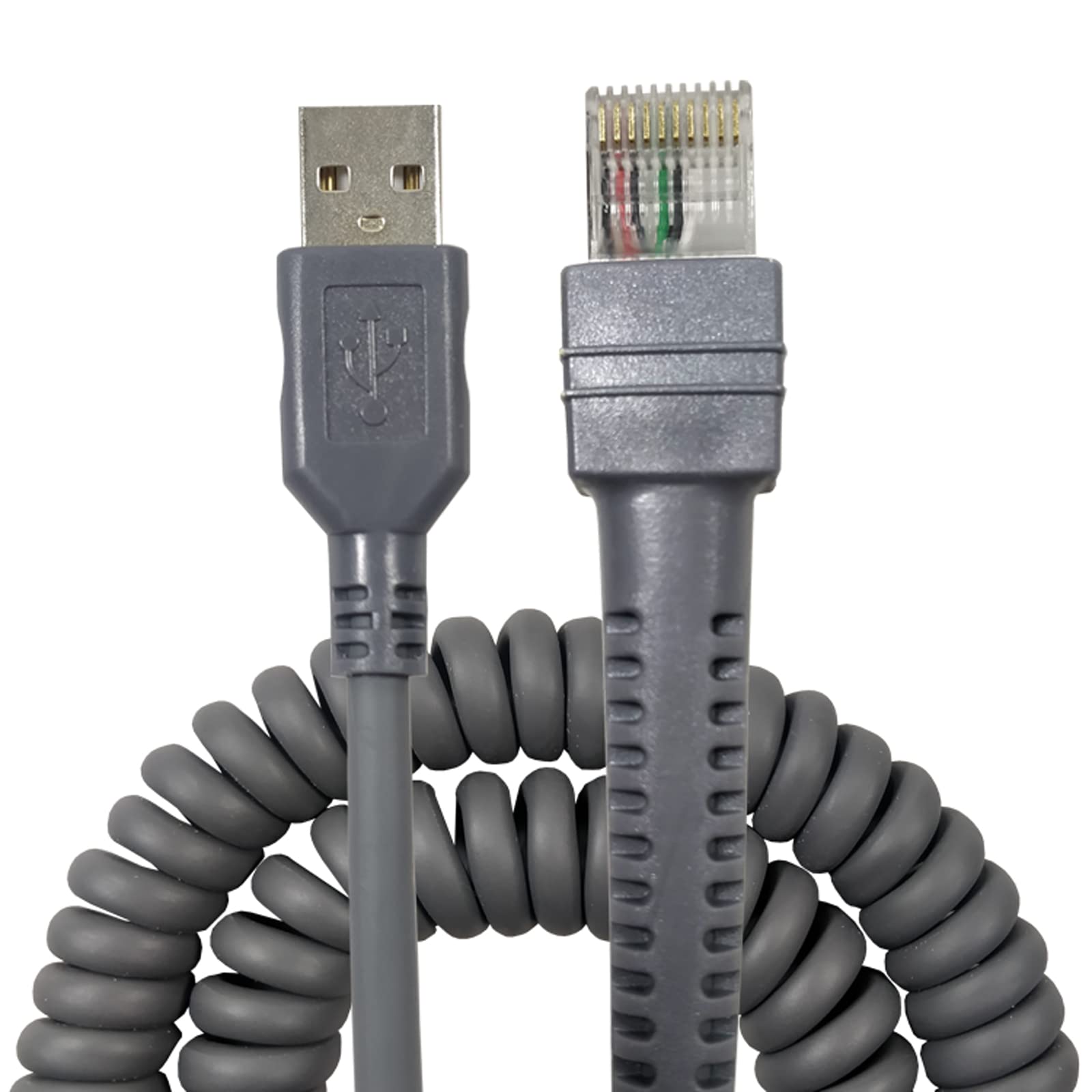 JIESOUSIN USB Kabel für Symbol Zebra Motorola Barcode Scanner USB auf RJ45 Kabel, CBA-U01-S07ZAR LS2208-SR DS2208 DS2278 DS8178 LS1203 LS4208 DS4208 DS9208 DS4308 LI427 8 LS9203 (3 Meter - lockig)