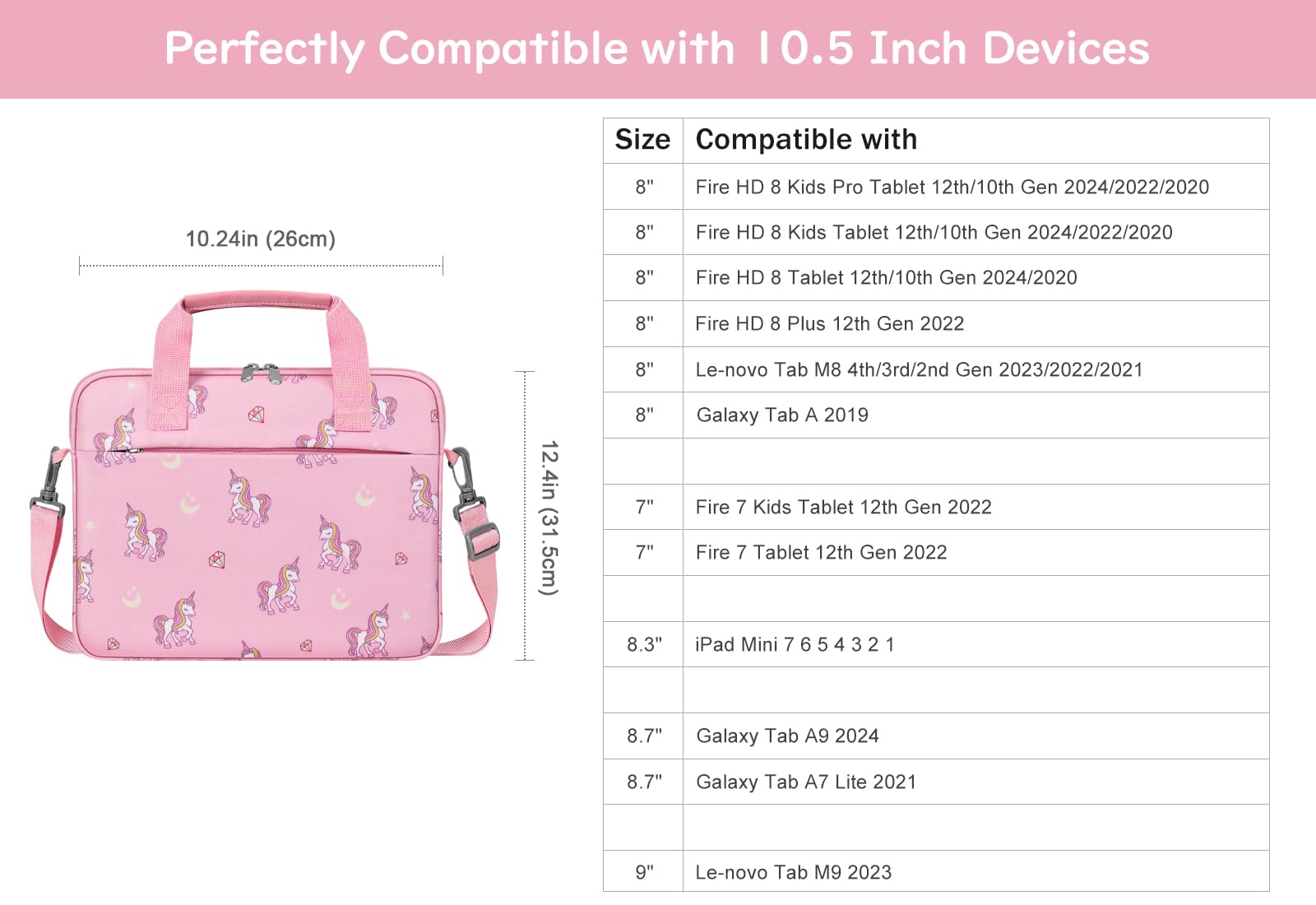 Dadanism Bolsa de Tableta para Niños, Funda Portátil con Asa y Correa para Fire HD 10 Kids, Fire HD 8 Kids