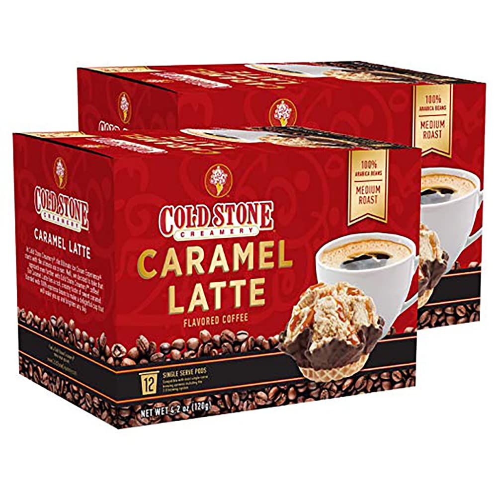 Cold Stone Creamery Single Serve Coffee In Recyclable Cups for All K Cup Brewers, Including The Keurig 2.0 Brewer (Caramel Latte, 24) …, Caramel Latte, 24Count