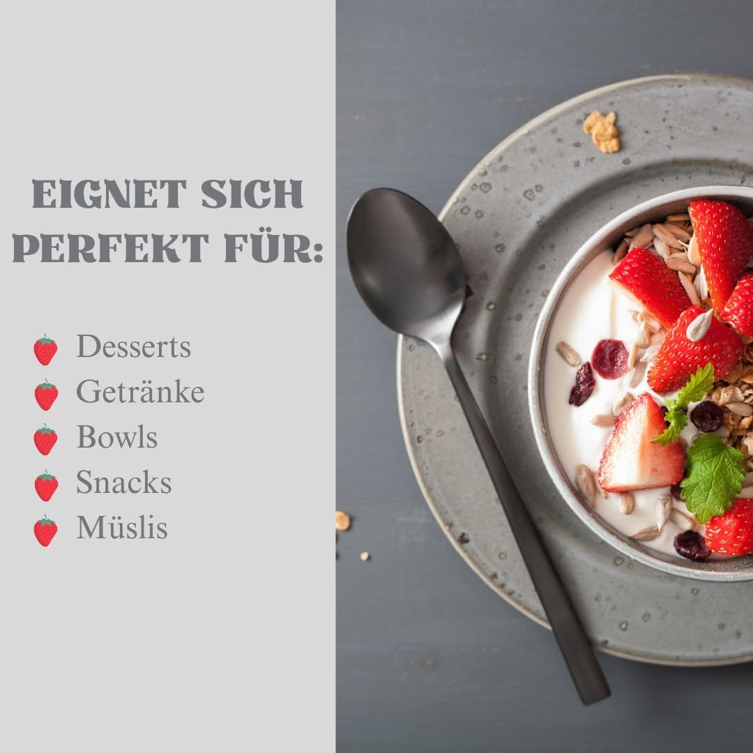 VITAVEGGY gefriergetrocknete Erdbeeren in Scheiben 6x300g gefriergetrocknete Früchte im wiederverschließbaren Eimer, Abfüllung in Deutschland,100% Frucht, für Smoothies, Müslis und Bowls