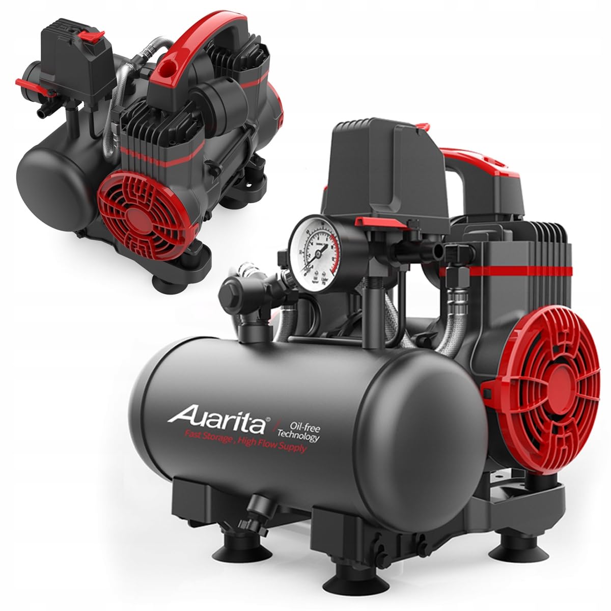 KOMPRESOR 3L BEZOLEJOWY DWUTŁOK SPREŻARKA 110/220 V SEPARATOR AUARITA
