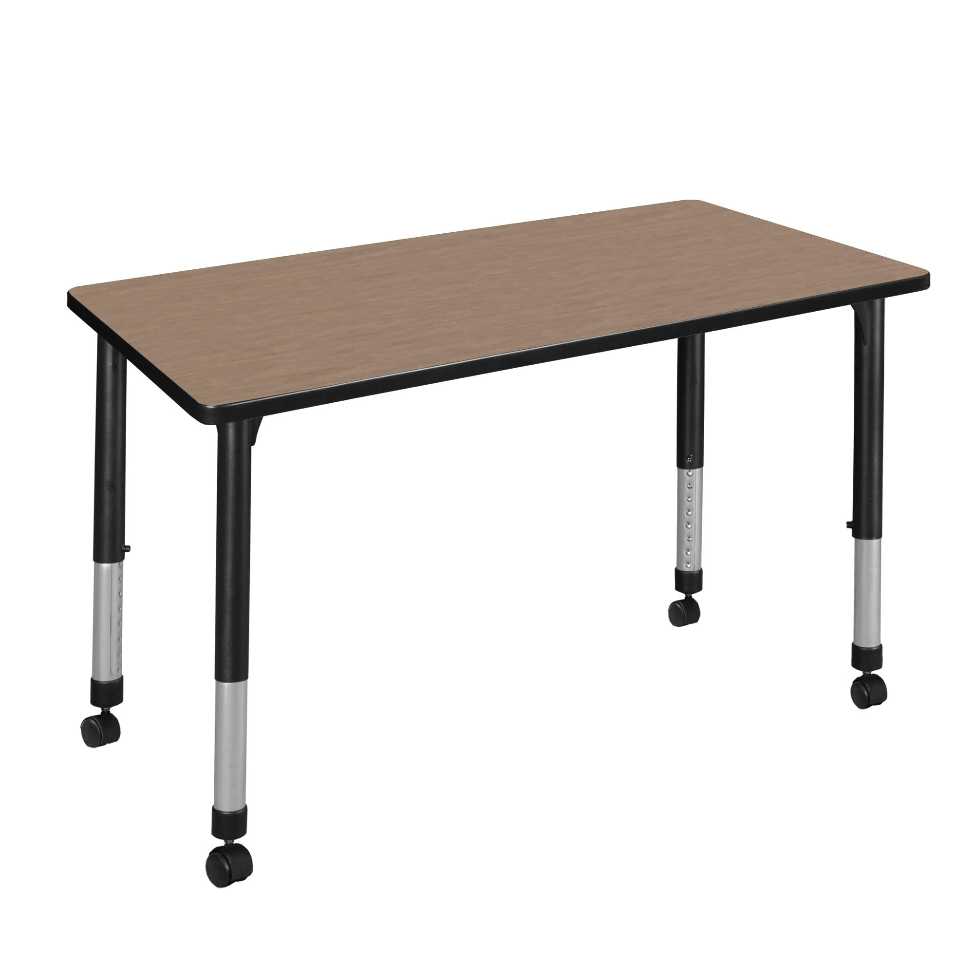 Regency Kee 48 x 24 in. Height Adjustable Mobile Classroom Activity Table- Noble Oak Top & Black Base