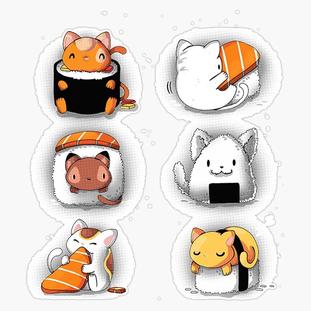 Magnet Cute Sushi Cats Magnet Bumper Sticker Car Magnet Flexible Reuseable Magnetic Vinyl 5"