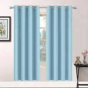 Yakamok Blackout Curtains for Bedroom,Grommet Thermal Insulated Room Darkening Curtains for Living Room, Set of 2 Panels (52 x 63Inch, Sky Blue)