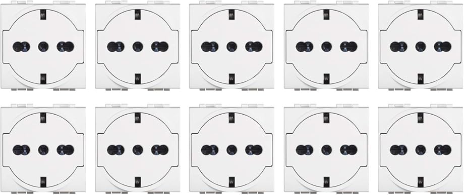 Presa bipasso flat standard tedesco e italiano bticino astn4140a16 kit 10 pezzi