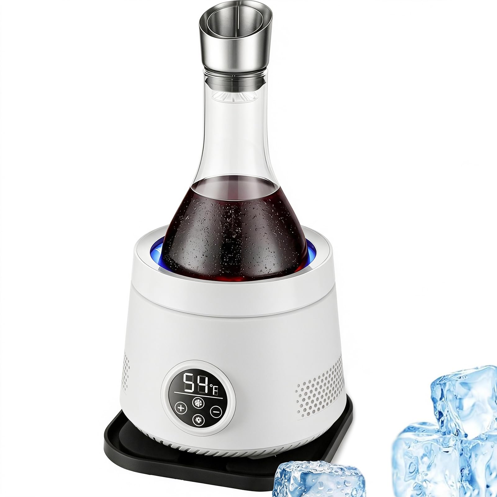 Refroidisseur à Vin Électrique Rafraîchisseur de Vin Portable avec Aérateur | Refroidisseur de Bouteille de Vin avec Contrôle de Température 5-20°C Lumière Ambiante Système de Refroidissement(White)