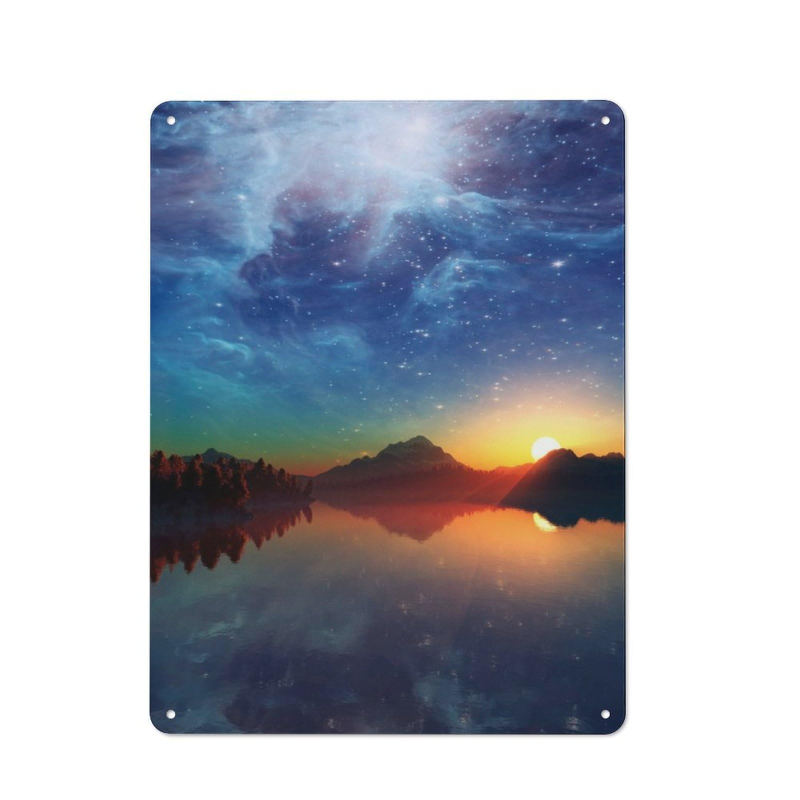 Junmoney Sunset Sky Retro Tin Wall Sign 40X30cm Featuring Novelty Wall Art For Bedroom, Kitchen, Office Or Living Room