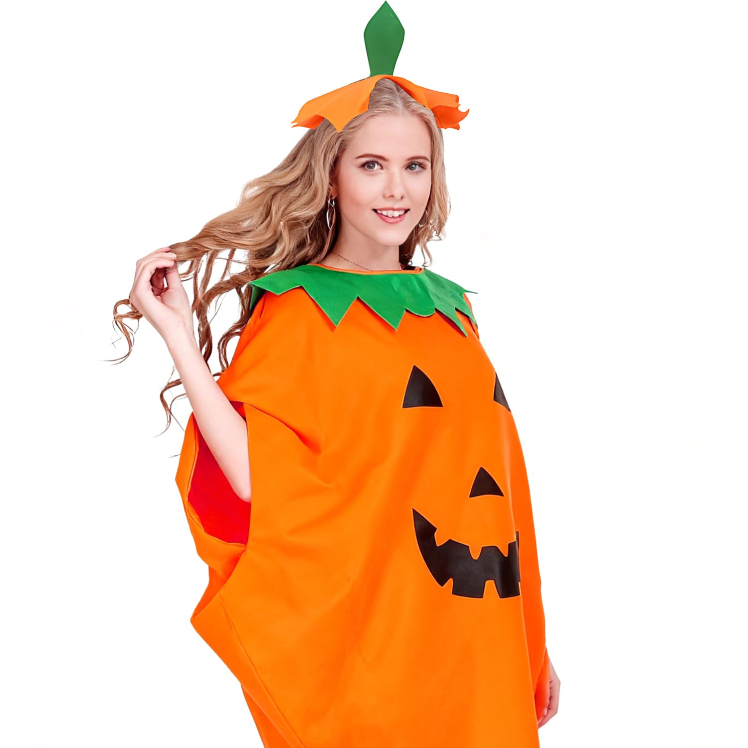 RUGBOL Pumpkin Costume, Adults Halloween Costumes Pumpkin Fancy Dress Costume Hat Party Cosplay Props for Women Men