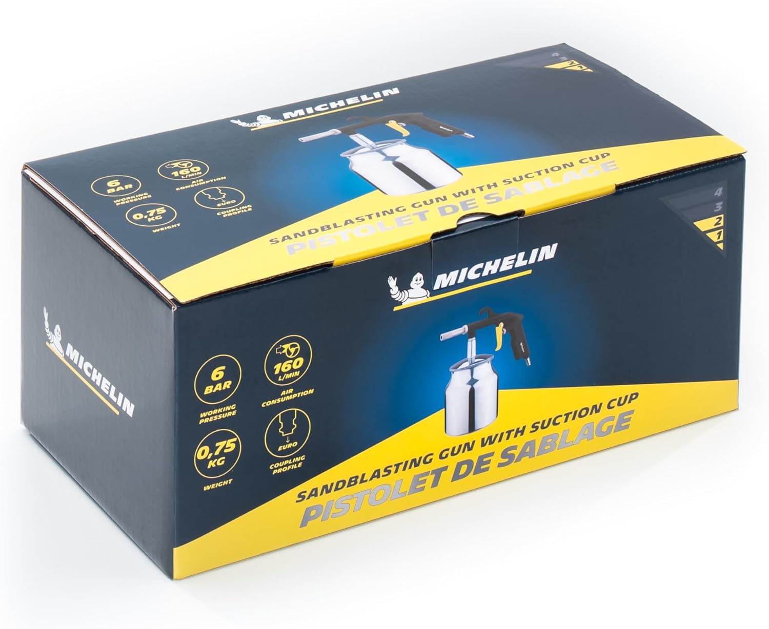 Michelin Pistolet de Sablage Sableuse 1L Consommation d'Air 250 l/min 8 Bar