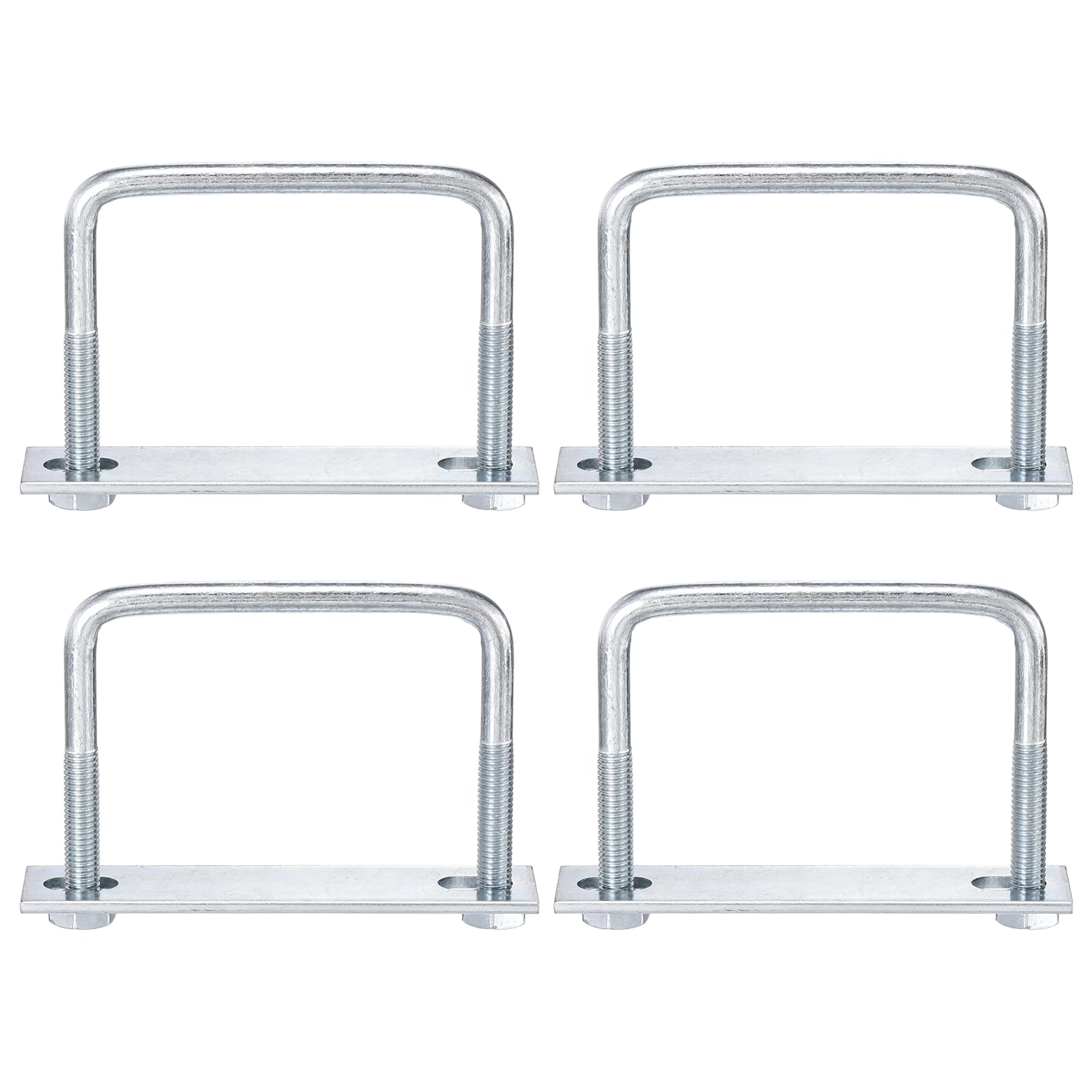 sourcing map 4Pcs Leaf Spring Clamp Kit M8 Square U-Bolts Clamp Fits Leaf Springs Up to 3.2" Wide Locks Leaf Springs with Screws for Better Control of Axle Torque Trailer Truck Boat 2-15/16" l