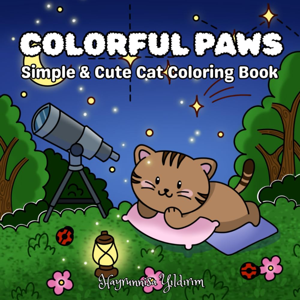 Colorful Paws: Simple & Cute Cat Coloring Book