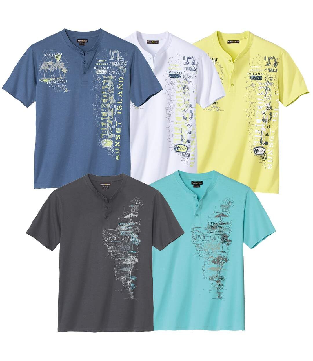 ATLAS FOR MEN - Pack of 5 Summer T-Shirts - M
