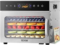 VEVOR Deshidratador de Alimentos 6 Bandejas de Acero Inoxidable Secador de Alimentos Eléctrico 400 W con Temperatura Ajustable y Temporizador de 24 Horas para Cecina, Frutas, Verduras, Hierbas