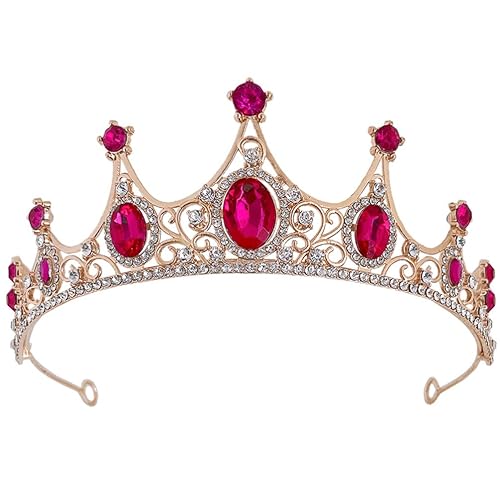 Miniatura 8 de Beaupretty Tiaras y corona para mujer con diamantes de imitación para boda, diadema de novia, disfraz de Halloween, color rojo