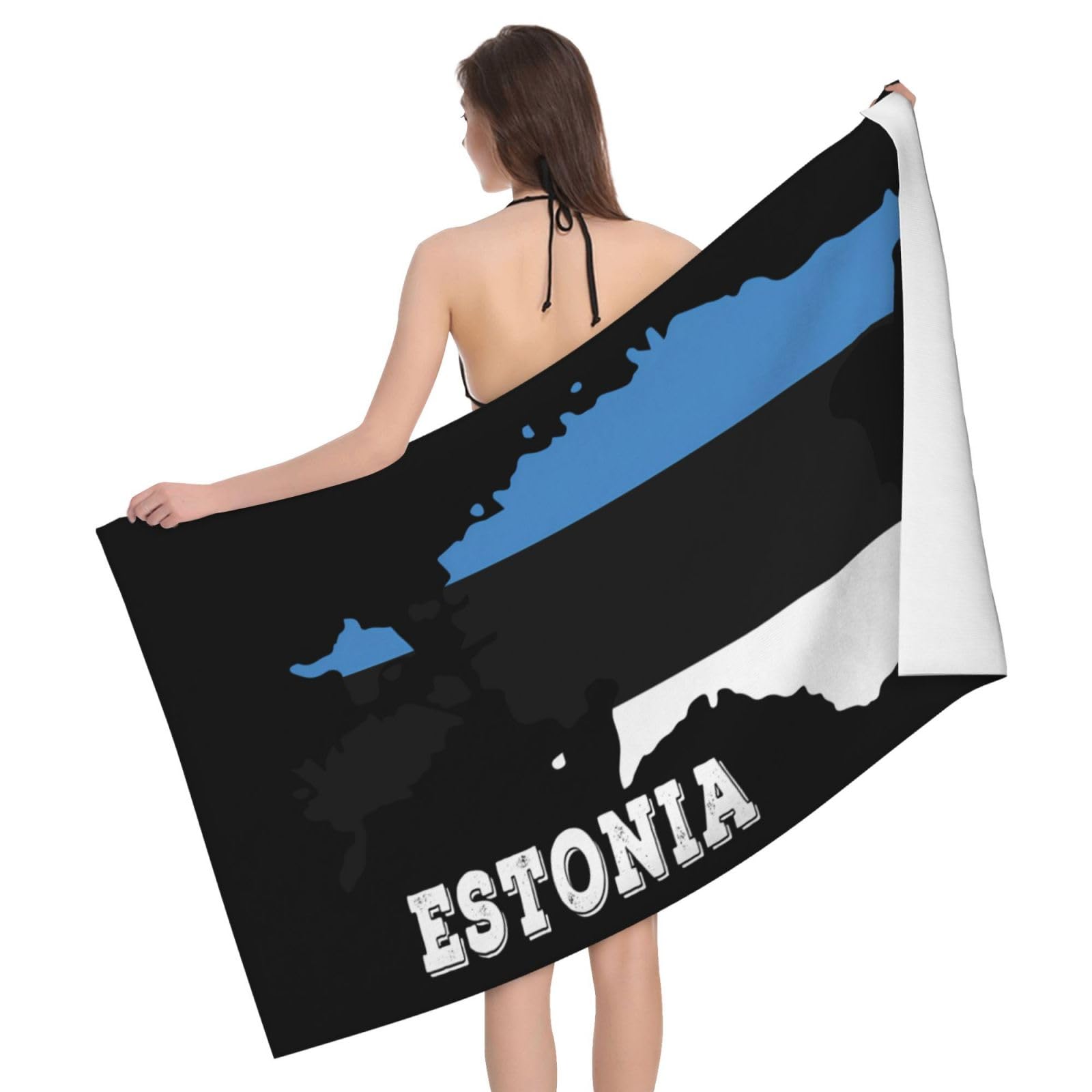 HLBSDM Microfiber Estonians Map Flag Beach Towel Quick Dry Soft Sand Free Beach Towels for Pool Swim Beach Lightweight Thin Towel
