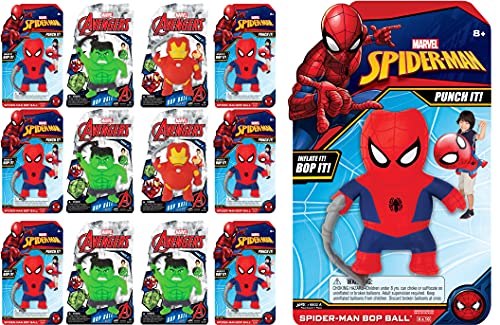 Marvel Avengers Giant Punch Ball Bop (12 Spiderman Ball) Hulk, Iron Man & Spiderman Fidget Toy Inflatable Big Bounce Ball Stress Relief Punching Bag Toy for Kids & Adults. Games Pop SPID-6802-12