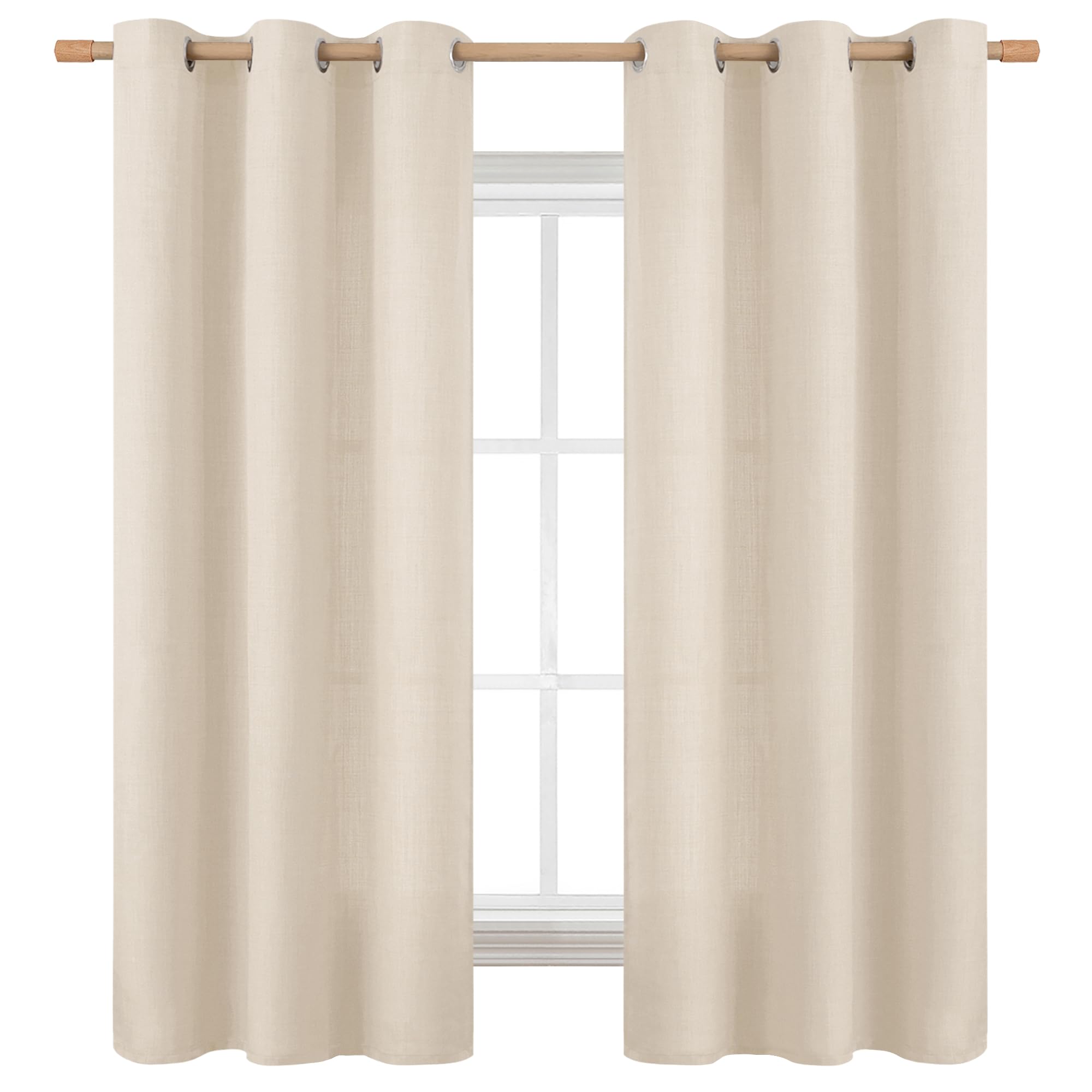 BGment Curtains 63 Inch Length 2 Panels Set for Bedroom, Grommet Thick Linen Look Burlap Textured Light Filtering Privacy Window Drapes for Farmhouse Living Room, 42 x 63 Inch, Light Beige โ image 1