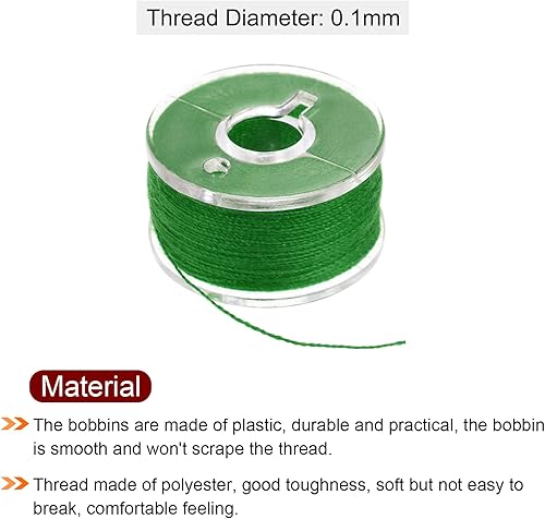Miniatura 5 de HARFINGTON Paquete de 2 hilos de bobina preenrollados, tamaños estándar con 25 compartimentos, caja para bordar y máquina de coser, color verde