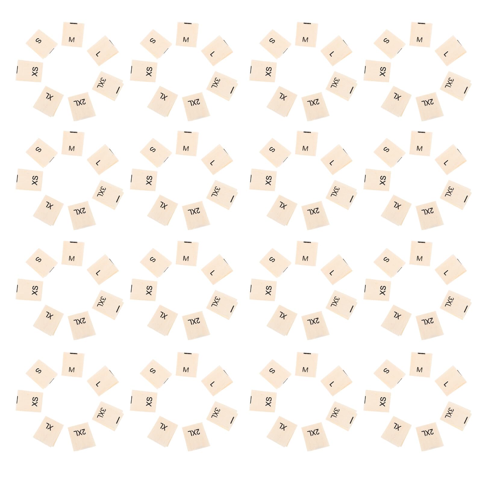 Étiquettes tissées pour vêtements en coton doux beige Veemoon lot de 1400 pièces XS à 3XL