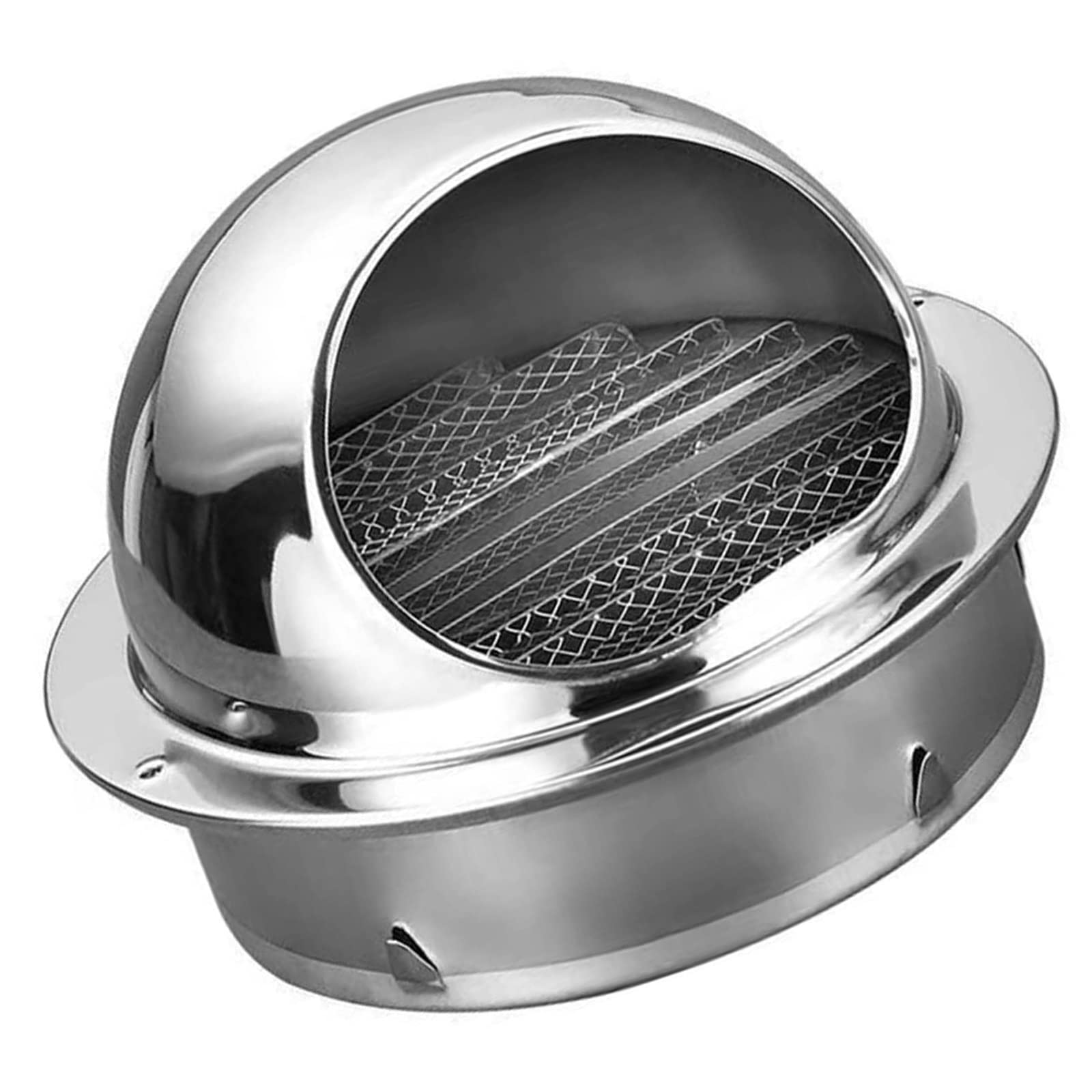 Durable Bouche De Sortie Ventilation Grille Mural Bouches D'aération Résistant Aux Intempéries Avec/Maille, Pour Bureau Salle De Bain, Grille D'aération Ronde En Acier Inoxydable 304 ( Color : Silver