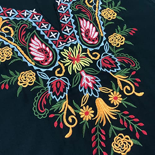 Higustar Mexican Embroidered Tops For Women Boho Floral Peasant Style Women's Bohemian Tradition Ethnic Tunic Blouse #TOP4