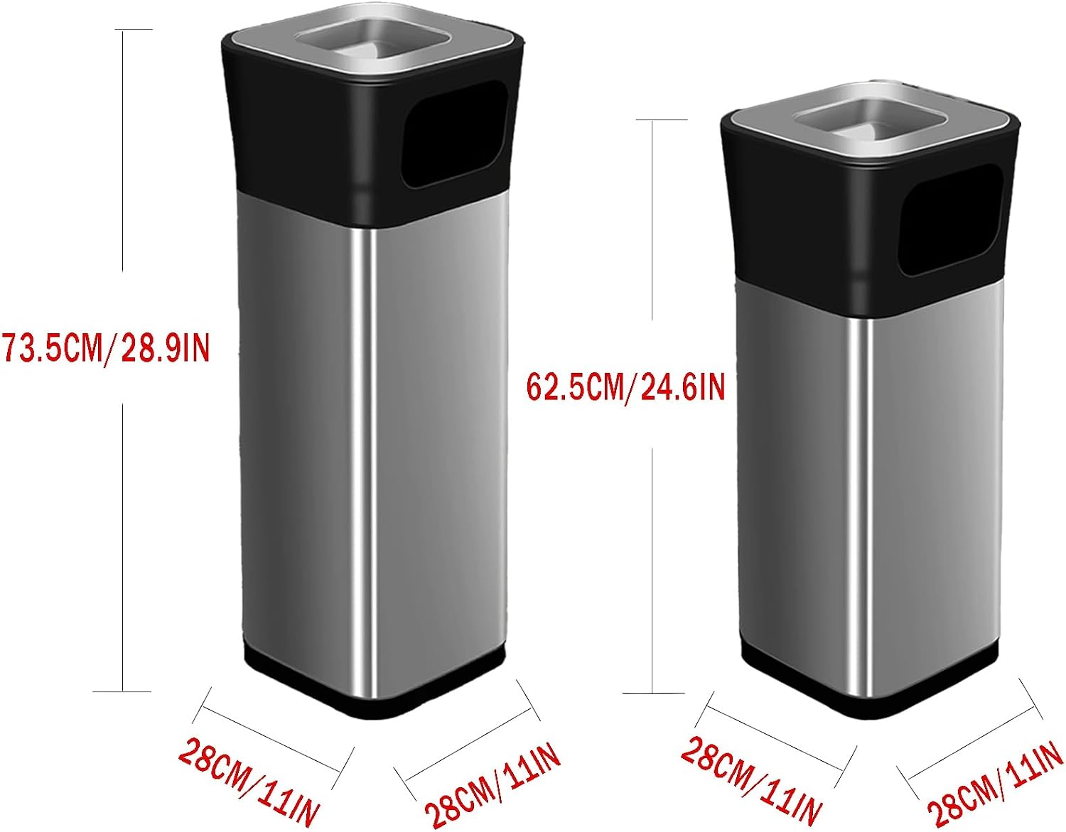 Standing Ashtray Outdoor, Stainless Steel Cigarette Butt Disposal Devic, Commercial Smokers Ash Tray Container Suitable for Patios, Gardens Ect(73.5cm/28.9in)