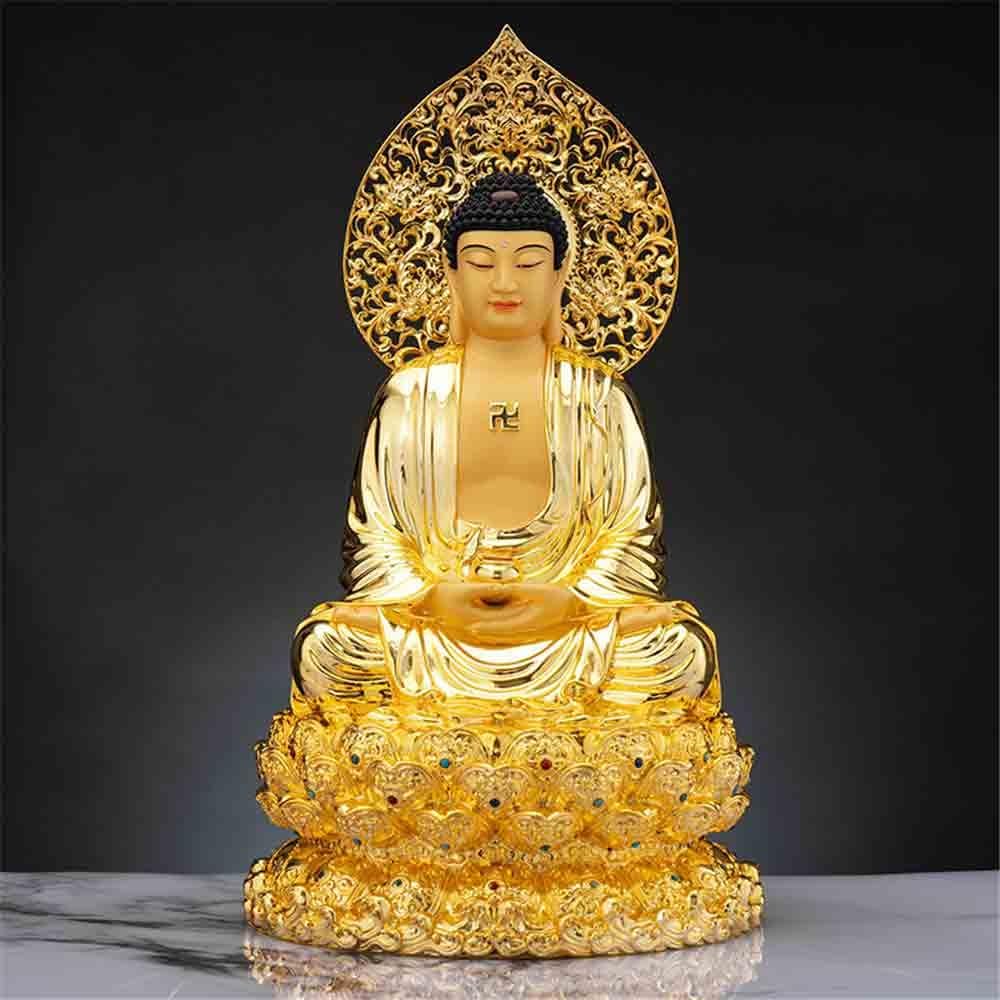 Figuras de Budas Estatua de Buda de Cobre Puro for la Entrada de la Sala de Estar del hogar, decoración Feng Shui, Adornos de adoración Zen Budas Decorativos(Pequeño)