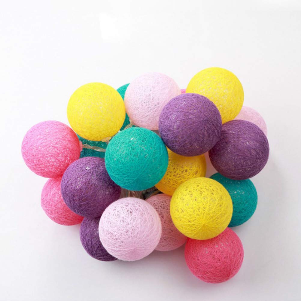 LED Cotton Ball String Lights Xmas Fairy Lights Christmas Decoration Battery Operated for Indoor Outdoor New Year Holiday Wedding Party Bed Decor Garlands (Multicolor,1.8M/10LED)
