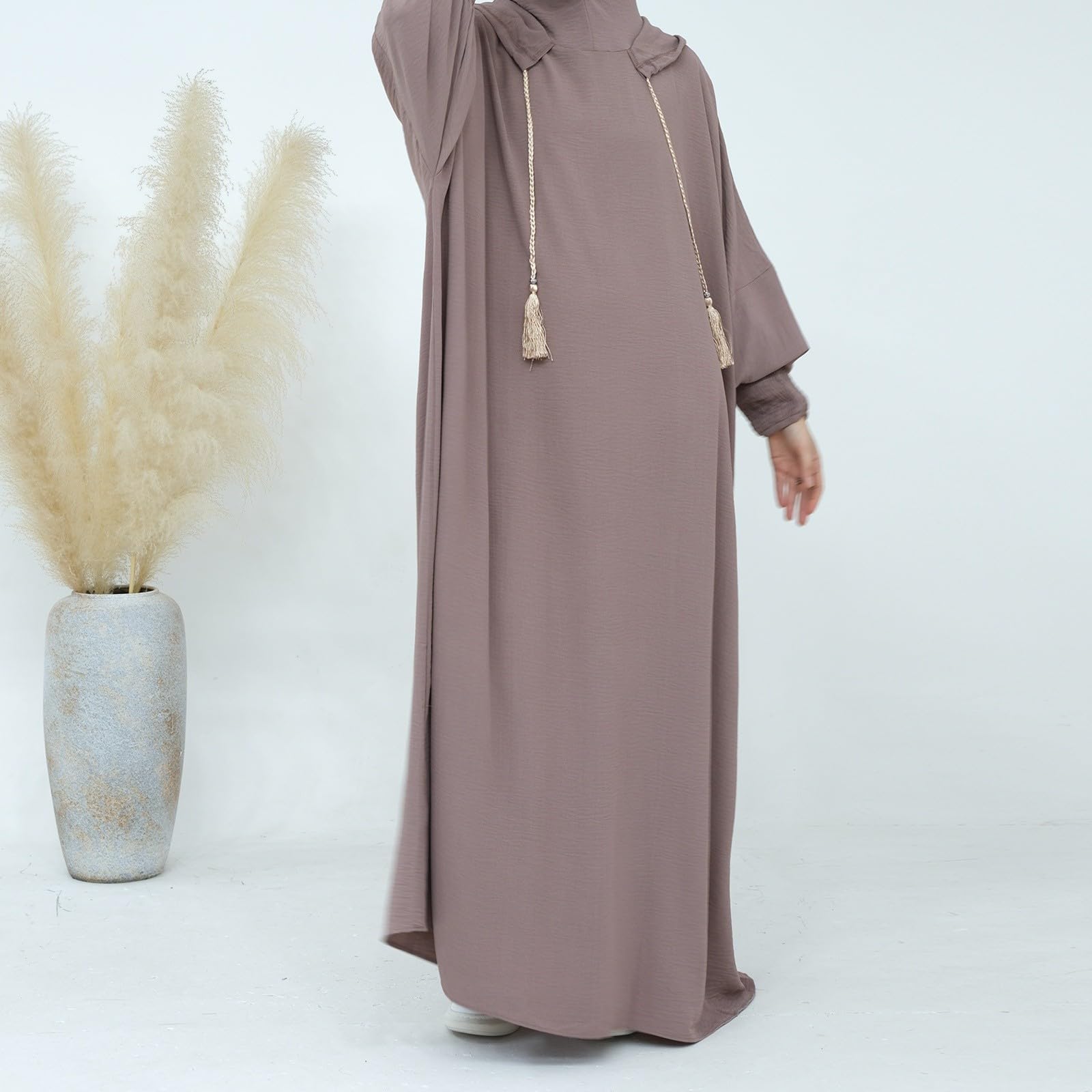 Robe de Priere pour Femme Longue Robe Musulmane Élégante à Manches Larges Abaya Musulmane Moyen-Orient Jellaba Kabyle Mariage Soirée Ramadan 1 Pièces Taille Unique Vetements Musulman