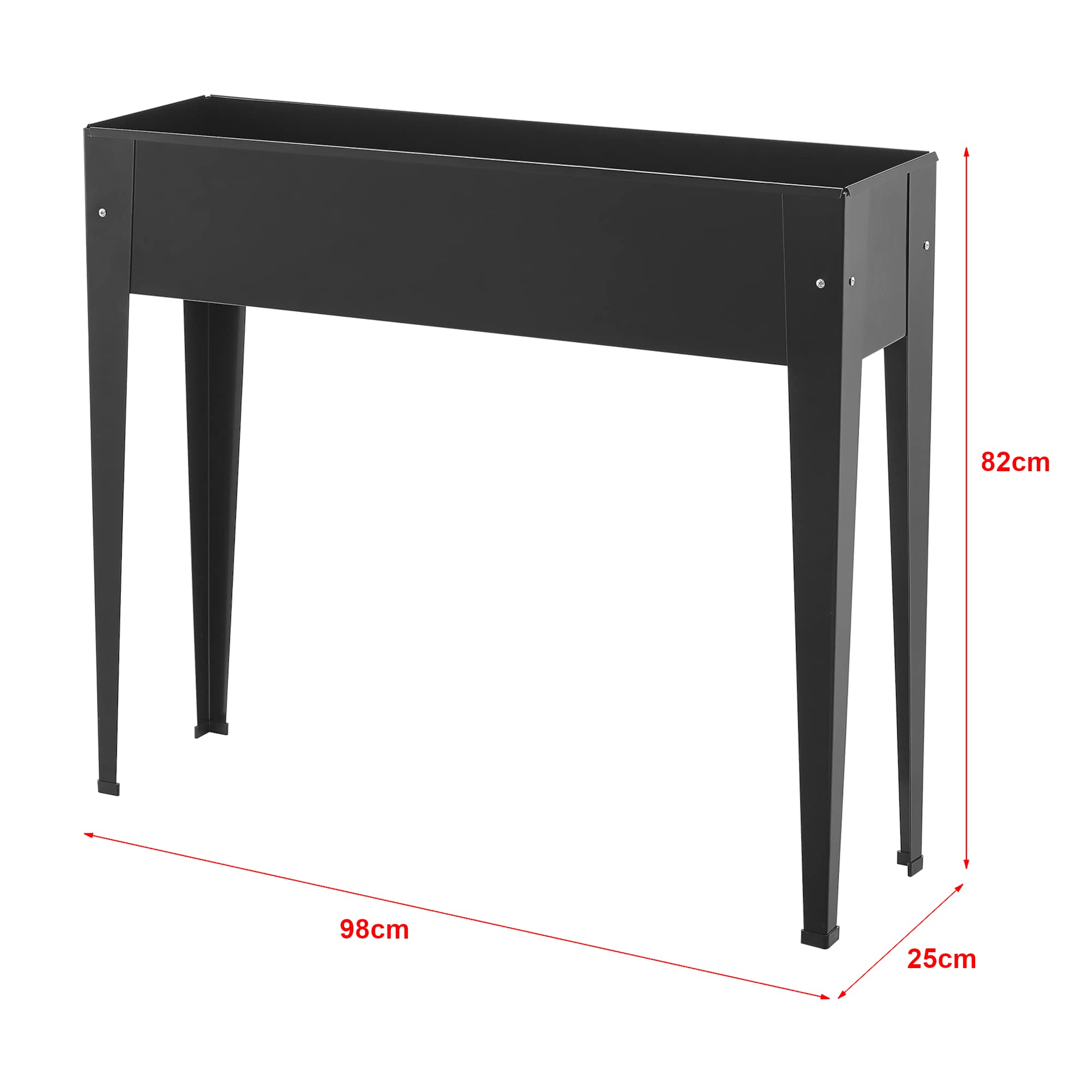 [en.casa] Mesa de Cultivo Rectangular Jardinera Exterior con Orificio Acero 98 x 25 x 82 cm Gris Antracita
