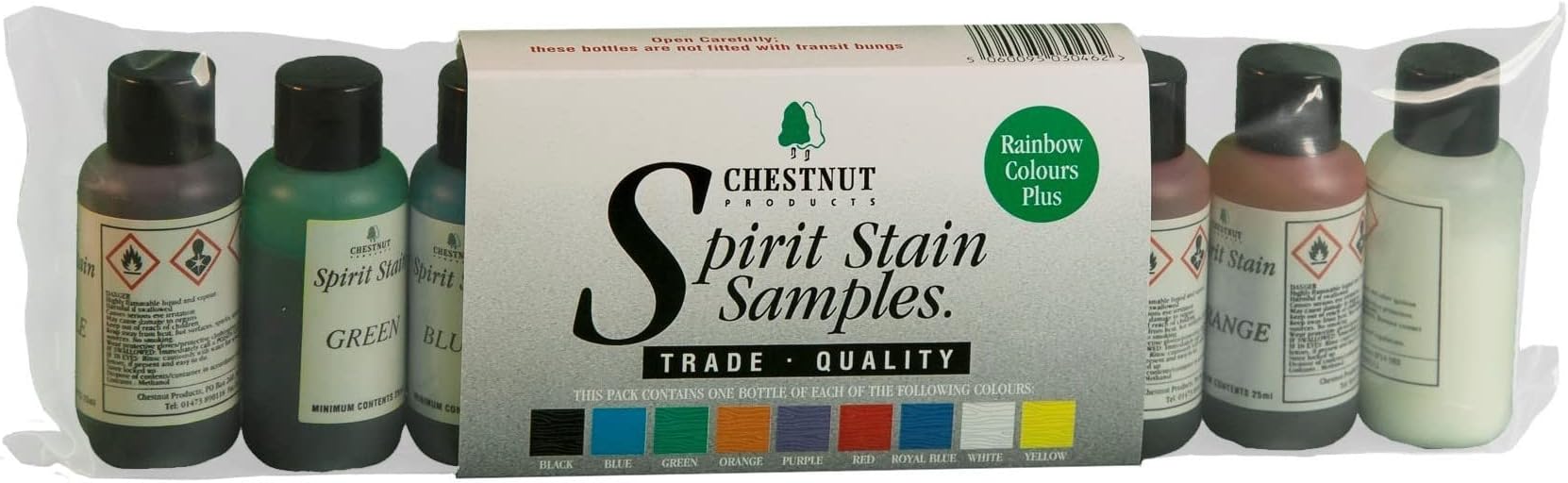 Chestnut SSR Spirit Stain Sample Kit , Rainbow Colours