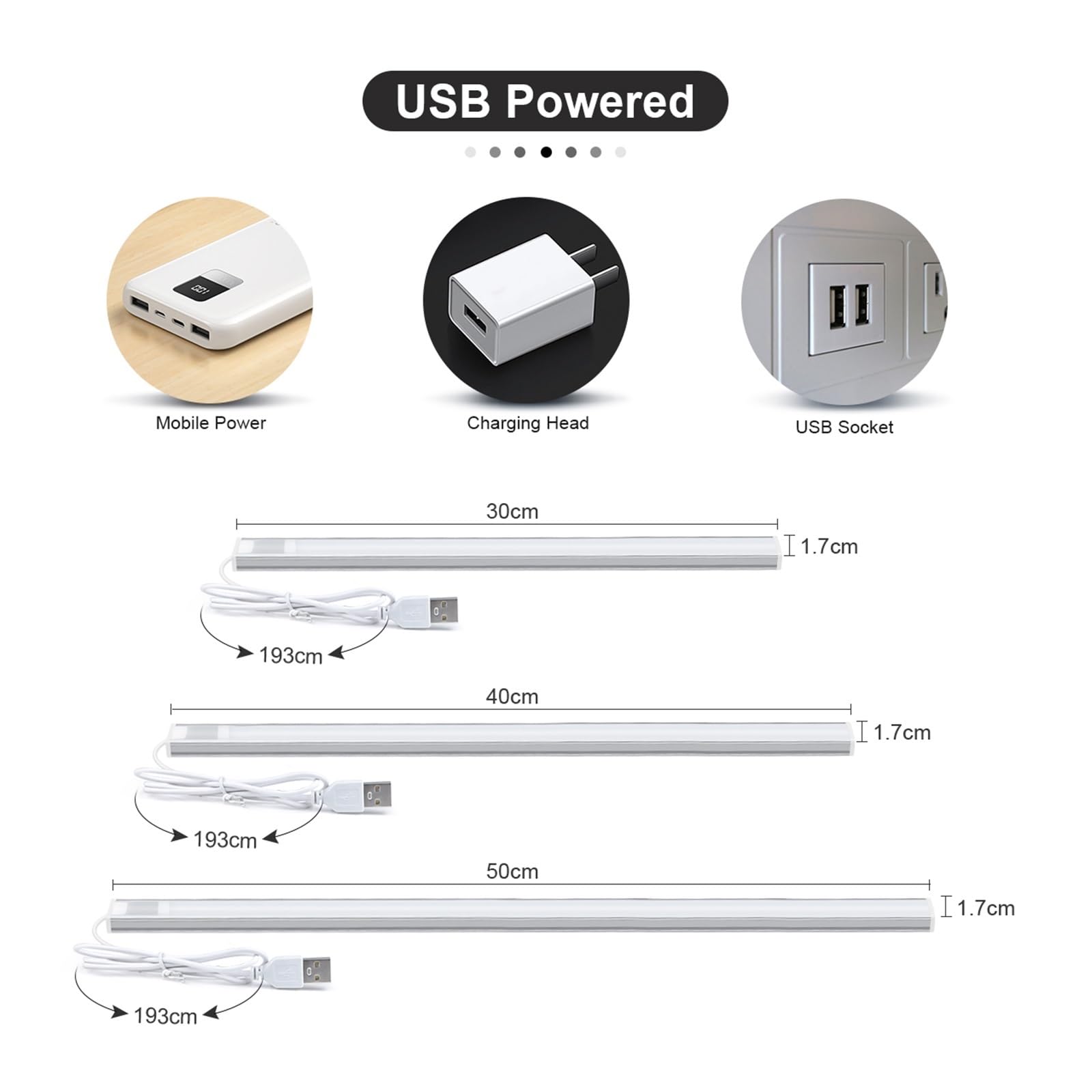 USB LED Bar Unter Schrank Licht Innen Küche Dekor Schlafzimmer BeleuchtungBewegung Sensor Nacht Lampe Bewegungsmelder(White,30cm)