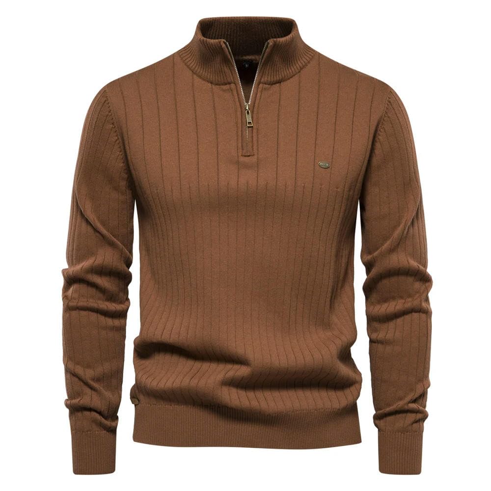 ZBDZSW Autunno Cerniera Pullover Maglioni per gli Uomini Caldo Inverno Collo Stand Cotone Maglione Lavorato A Maglia