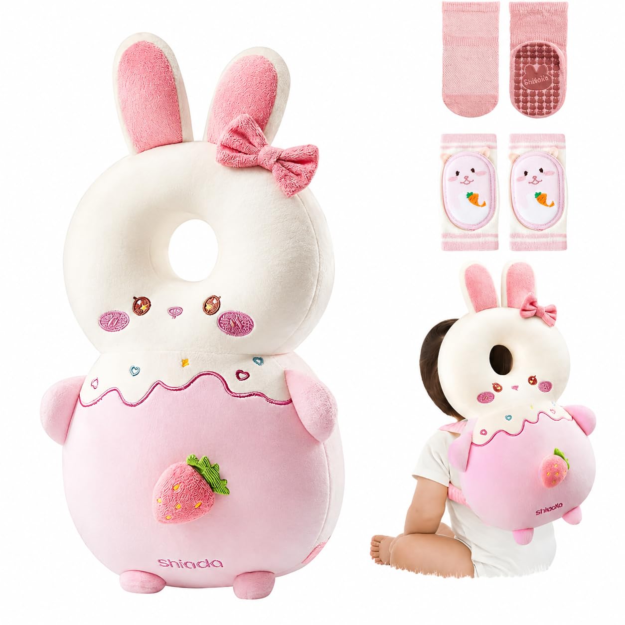 Viondra Baby Head Protector Backpack for 5-24 Months (Easter Bunny)
