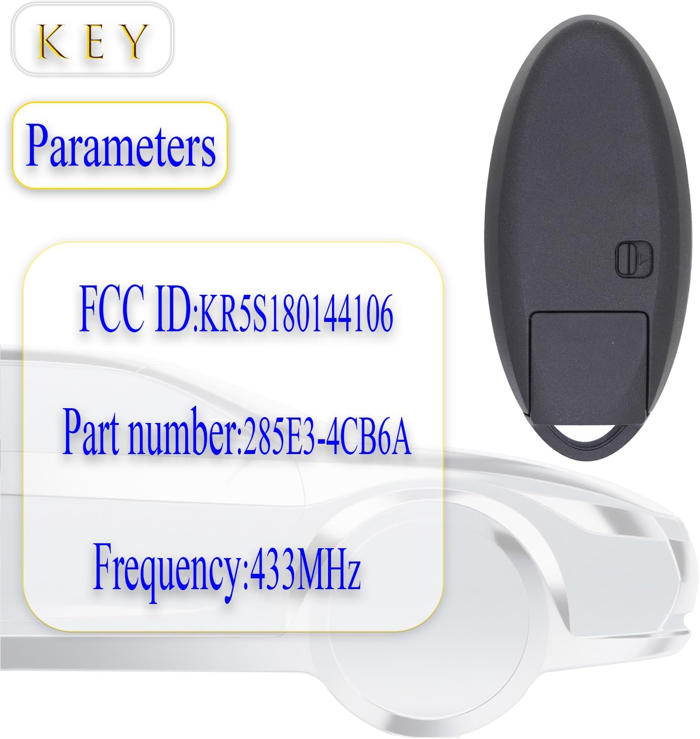 Key fob Replacement fits for Nissan Rogue 2014-2016 Smart Car Keyless Entry Remote Control KR5S180144106 285E3-4CB6A 433MHZ 4A - Image 3