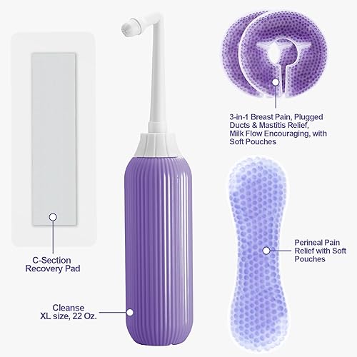Miniatura 2 de Kit esencial de recuperación posparto, botella extra grande de lavado peri de 22 onzas con bolsa de viaje, paquetes de alivio del dolor posparto