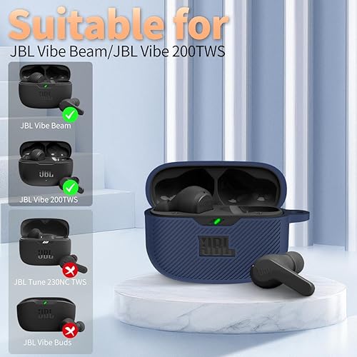 Miniatura 5 de Funda para Estuche JBL Vibe 200TWS y Vibe Beam, Funda Protectora de Silicona Contra Golpes Compatible con Estuche de Carga de Auriculares