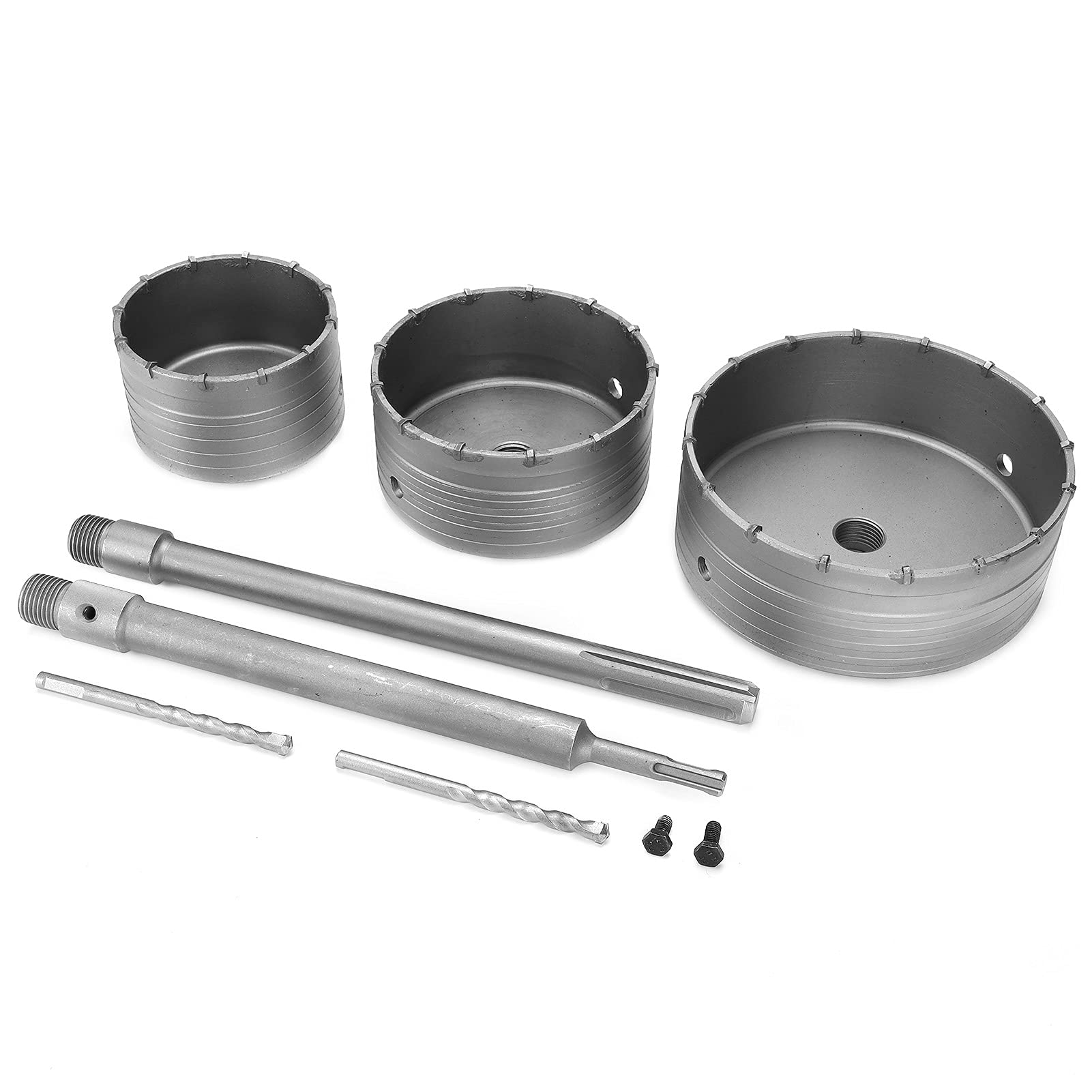 Scie à Cloche Trépan, Set de Scies Cloches, Scie Trépan pour Mur Béton, 9 Pièces Carotteuse Mur Pointes(100-125-160mm)