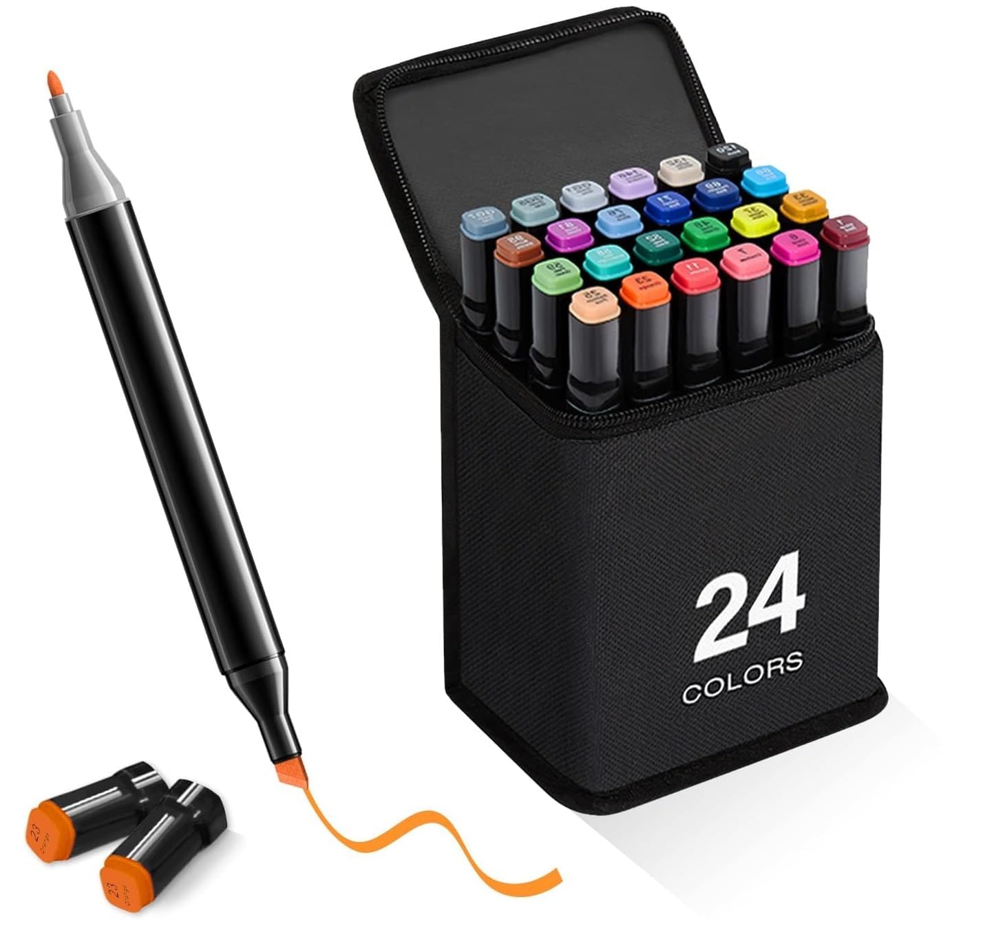 Mizzo Dual Tip Colorful Art Markers Sketch Pens 24 Color with Carrying Case for Painting Sketching Calligraphy Drawing - Twin Head Permanent Colouring Marker Pens for Kids Adult (24) (B0DJ13K9FX) Amazon Price History, Amazon Price Tracker