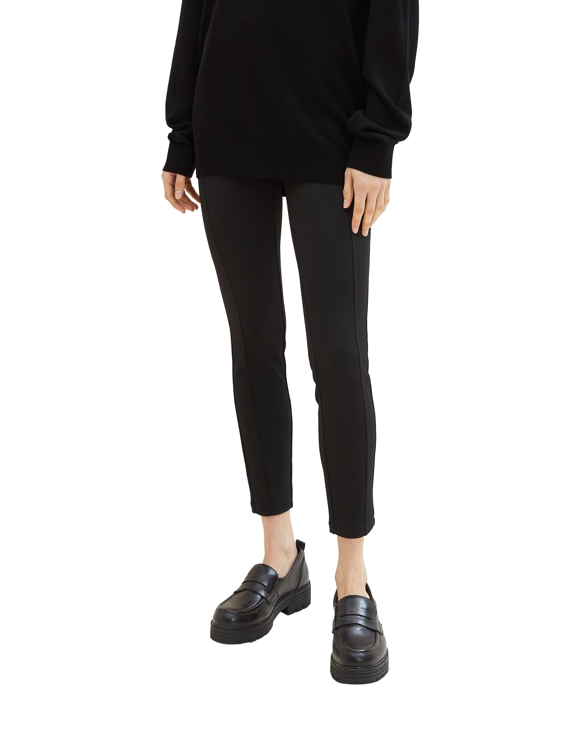TOM TAILOR Women's 1039595 Treggings Trousers, 14482-Deep Black, 36W x 28L