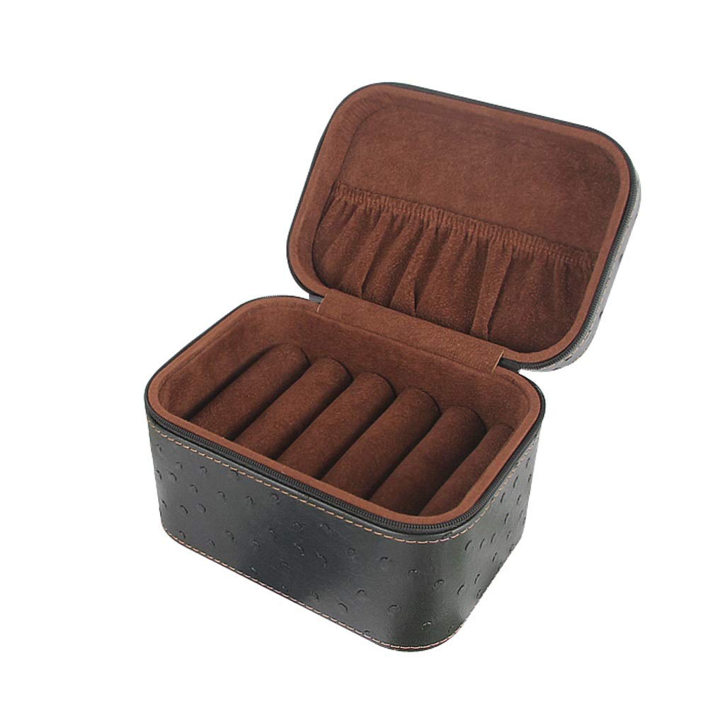 Schmuckschatulle, tragbare Schmuckschatulle, 5 Fächer, Schmuckschatulle für Damenarmbänder, Schmuckschatulle mit Reißverschlussdeckel, Reise-Schmuck-Organizer für Jadearmbänder, Schmuckschatulle