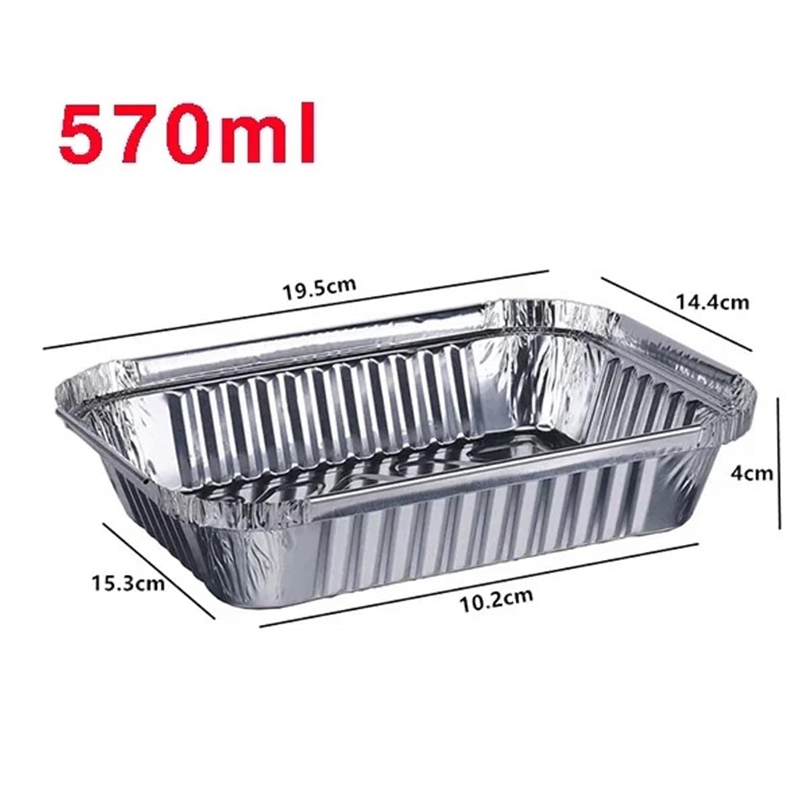 Bisch 50 stücke Rechteckige Zinn Papier Box Grill Tablett Verdickt Einweg Aluminium Folie Verpackung Box Takeout Backen Lunch Box Mit Deckel (Color : 570ml, Size : Box Plastic lid)