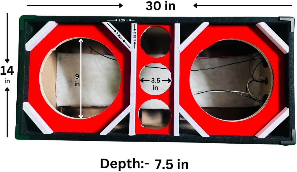 Bass Rockers 10" Brazilian Style Chuchera Speaker Box for Two 10" Speakers & Three 4" Tweeters or Horns Vented Enclosure for Car Home DJ Picnic Party RV Camper BRZ10