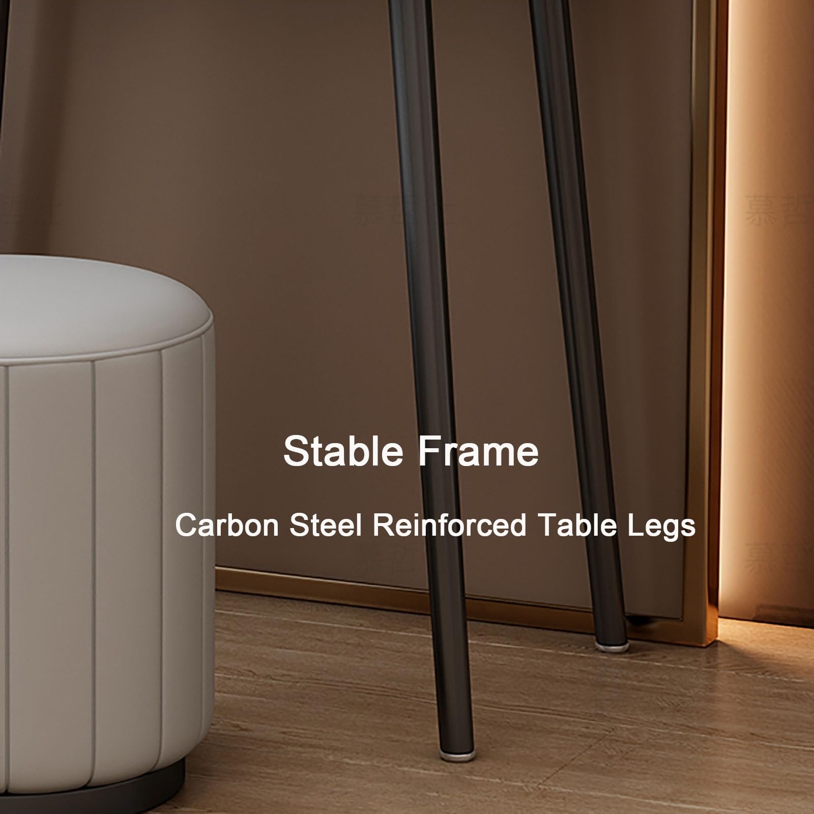 Set da scrivania a LED con specchio illuminato e sgabello imbottito, elegante tavolo da toeletta per camera da letto e studio, dimensioni compatte, 70 cm, design moderno, perfetto per gli amanti della