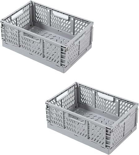 Miniatura 1 de HAN SHENG 2 cestas de almacenamiento apilables plegables para cajones organizadores, cajas para el hogar, cocina, aula, escritorio, organización de