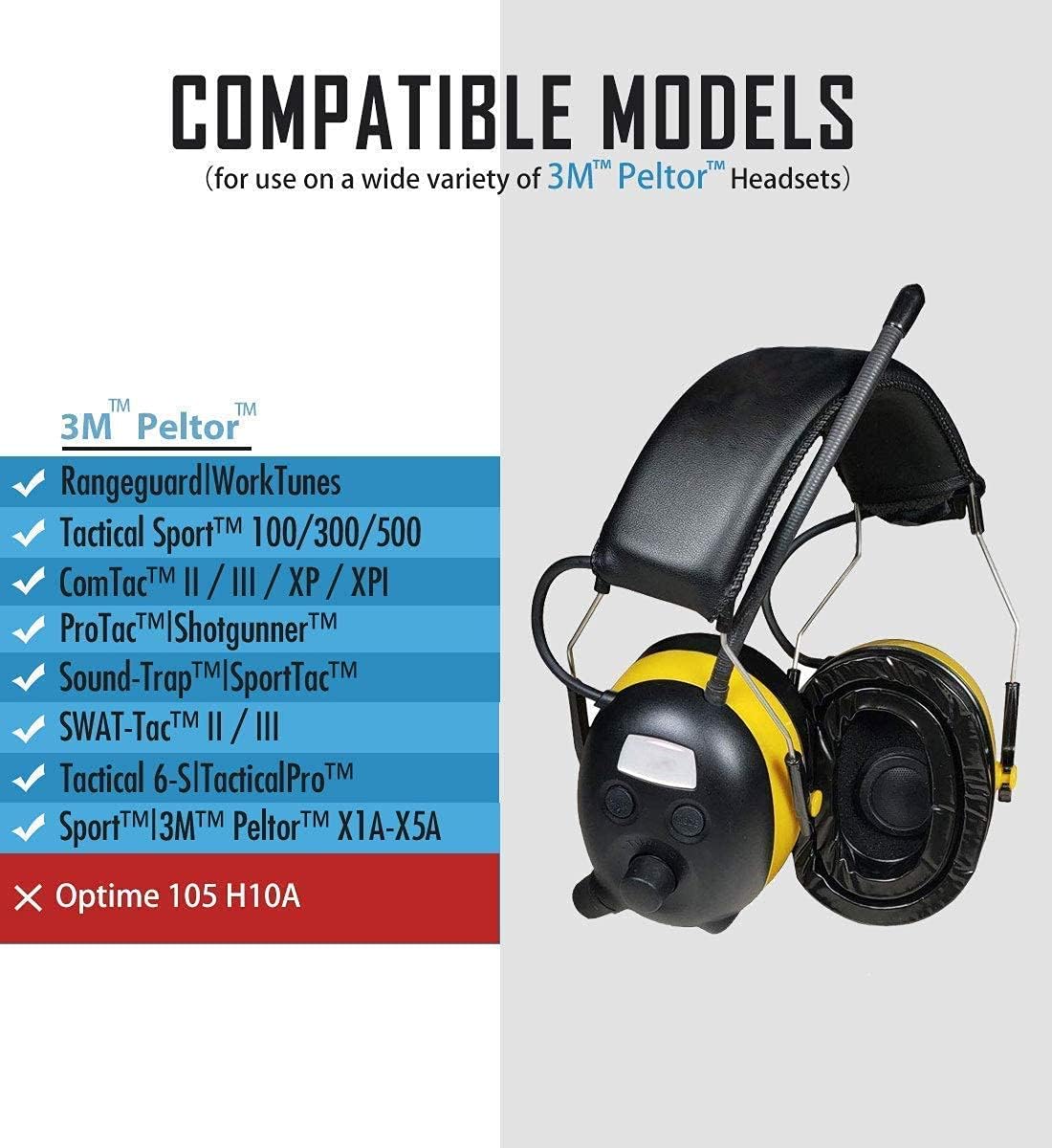 PROHEAR GEP01 Gel Ear Pads (Upgraded) for 3M PELTOR Headsets & 2-pair Replacement Foam Ear Pads for 3M WorkTunes Connect Hearing Protector