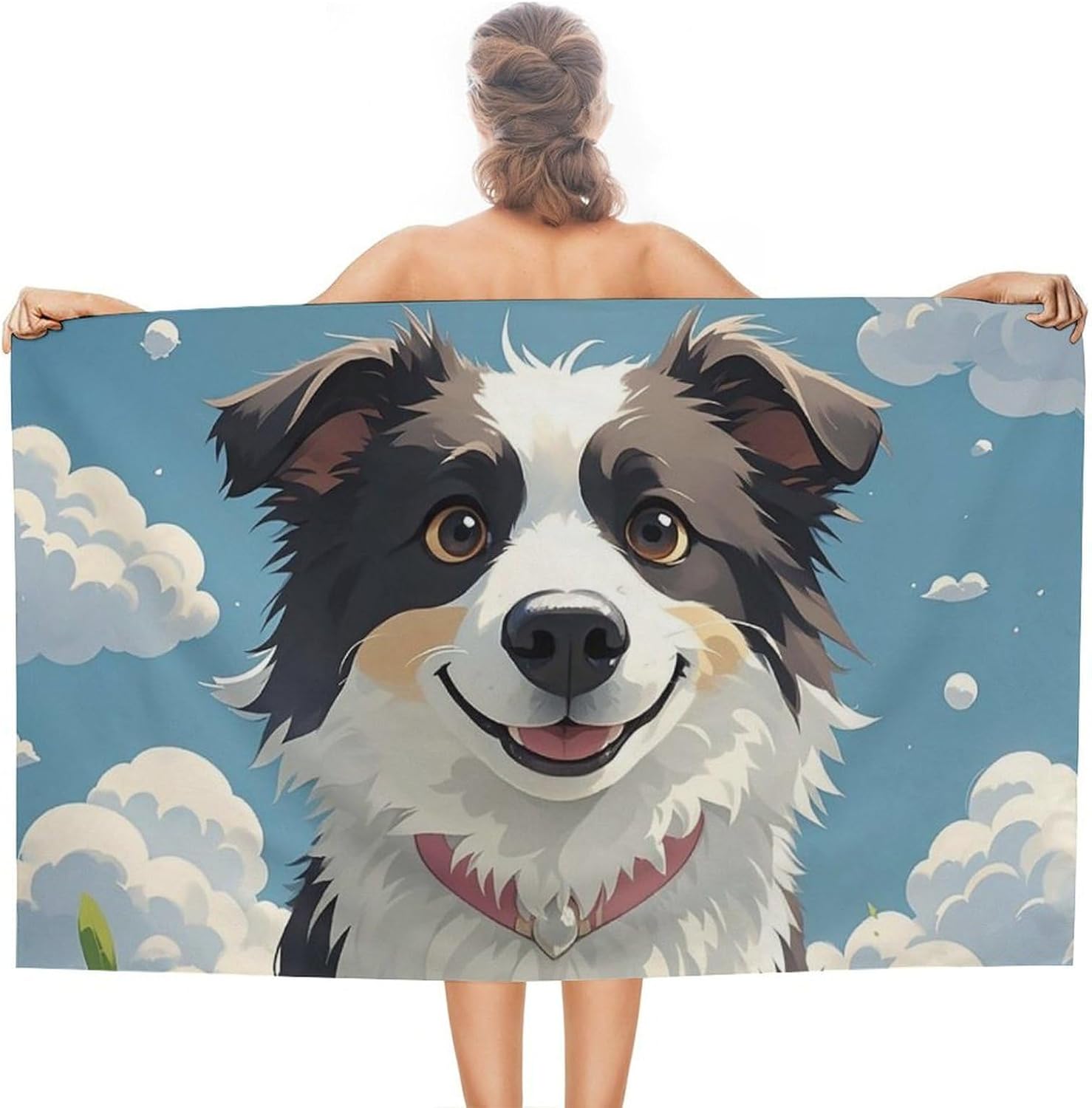 Funny Dog Beach Towel 31×51 Sandproof Pool Swim Towels Oversized Absorbent Microfiber Bath Towels Soft Beach Blanket Quick Dry Towel for Travel Camping Swimming Gym Yoga