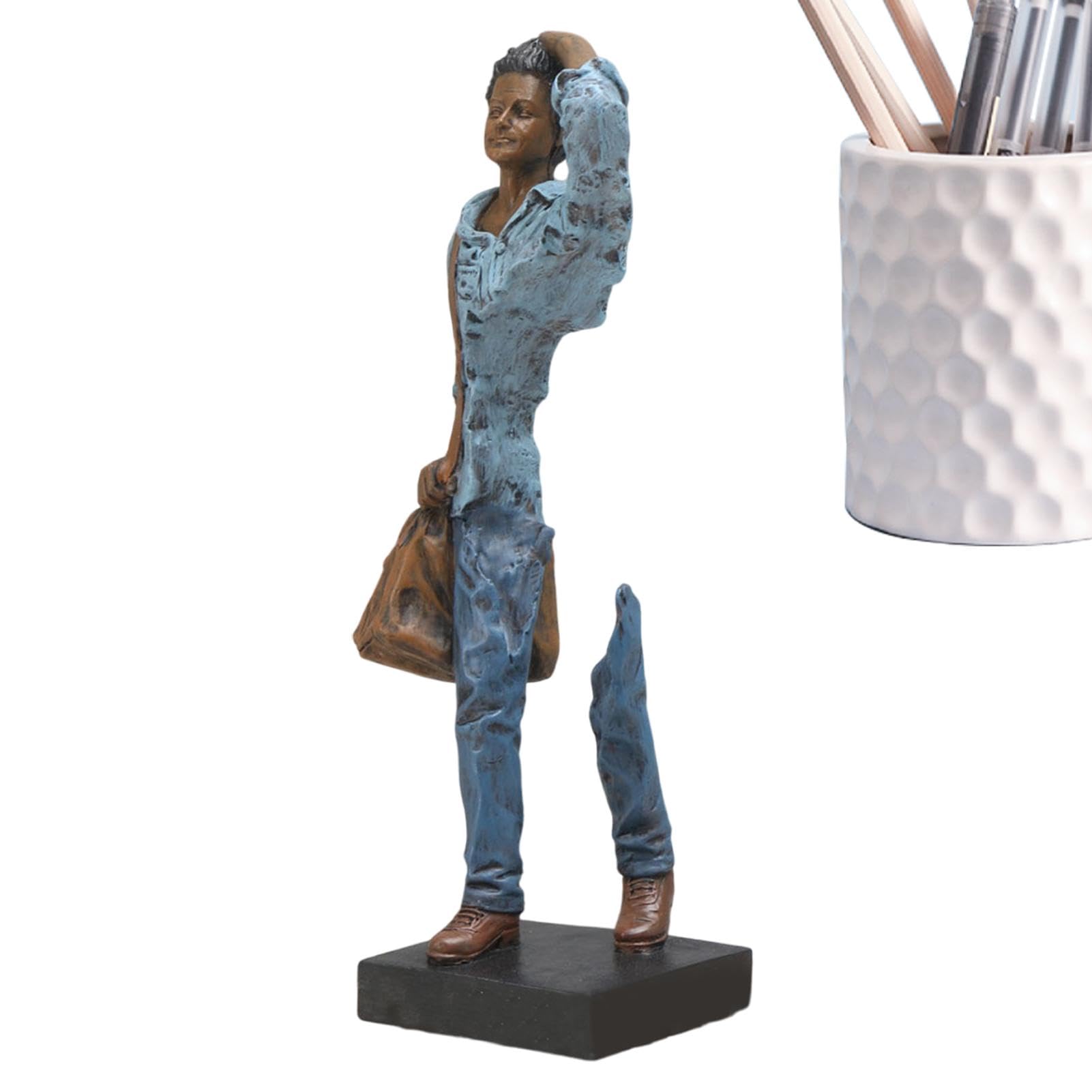 Decoración de estatua de hombre, decoración moderna, escultura abstracta de hombre de pie, esculturas de mesa de centro de arte abstracto de resina, objetos decorativos, figuras coleccionables,