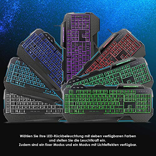 EMPIRE GAMING – Hellhounds Pack Gamer Deutsches QWERTZ Tastatur, Maus und Mousepad -Halbmechanisch – 33 Parametrierbare Makros - 7 Tasten 7200 DPI - LED RGB Hintergrundbeleuchtung - USB - Image 3