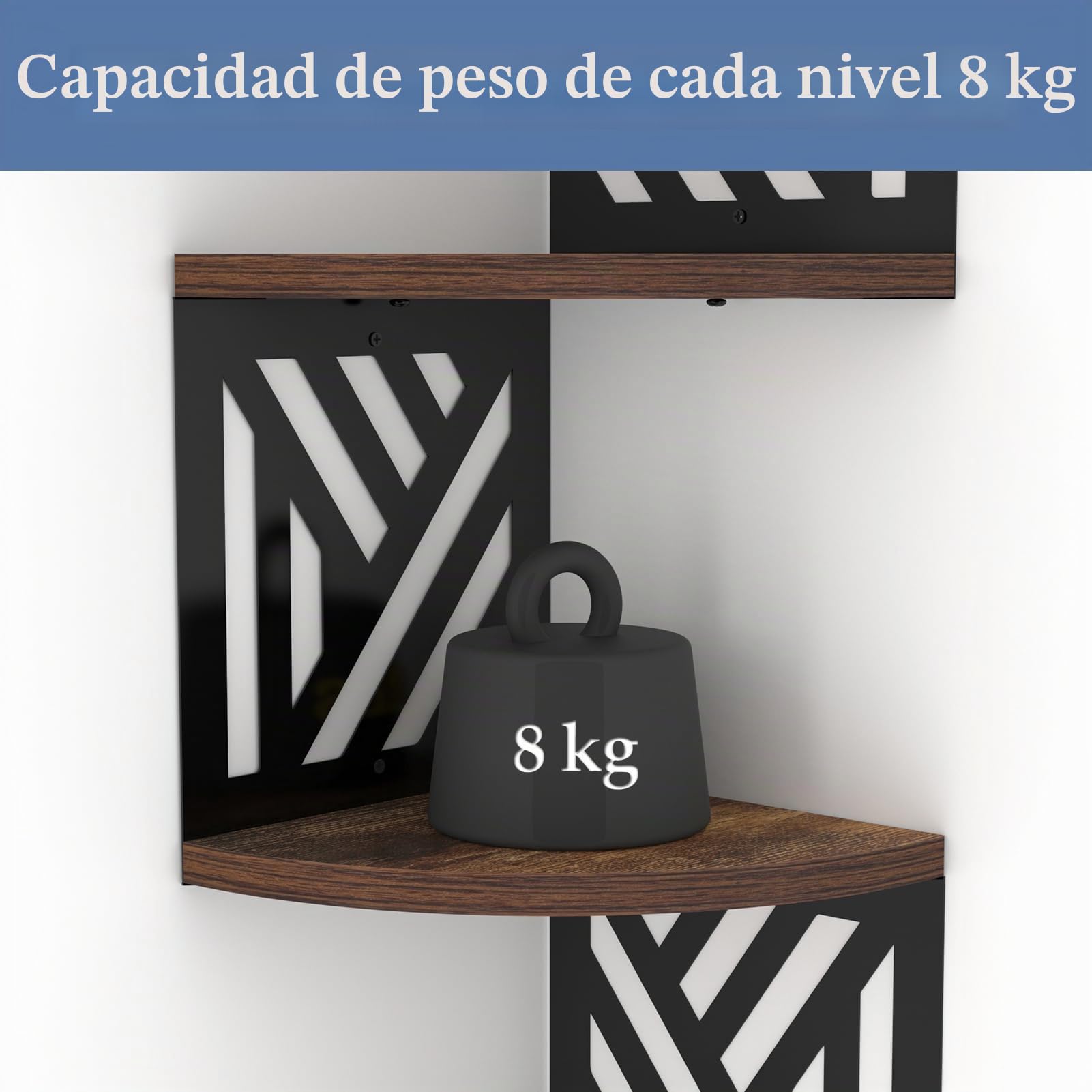 Estanteria Esquina de Madera de 5 Niveles, Estante Esquinero Montado en Forma de Geométricor, Estante Esquinero Flotante y Estantería para Salón, Dormitorio y Baño(19.5x19.5x1.5cm).